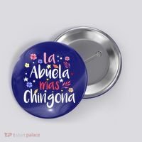 La Abuela Mas Chingona Spanish Grandma Floral Gift Button thumb 0