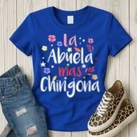 La Abuela Mas Chingona Spanish Grandma Floral Gift Women's T-Shirt thumb 3