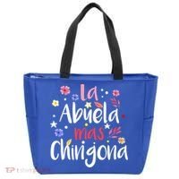 La Abuela Mas Chingona Spanish Grandma Floral Gift Tote Bag thumb 0