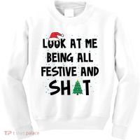 Look At Me Being All Festive And Shit Funny Christmas Kids Sweatshirt thumb 0