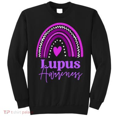 Lupus Awareness Month Purple Rainbow heart for wo Sweatshirt
