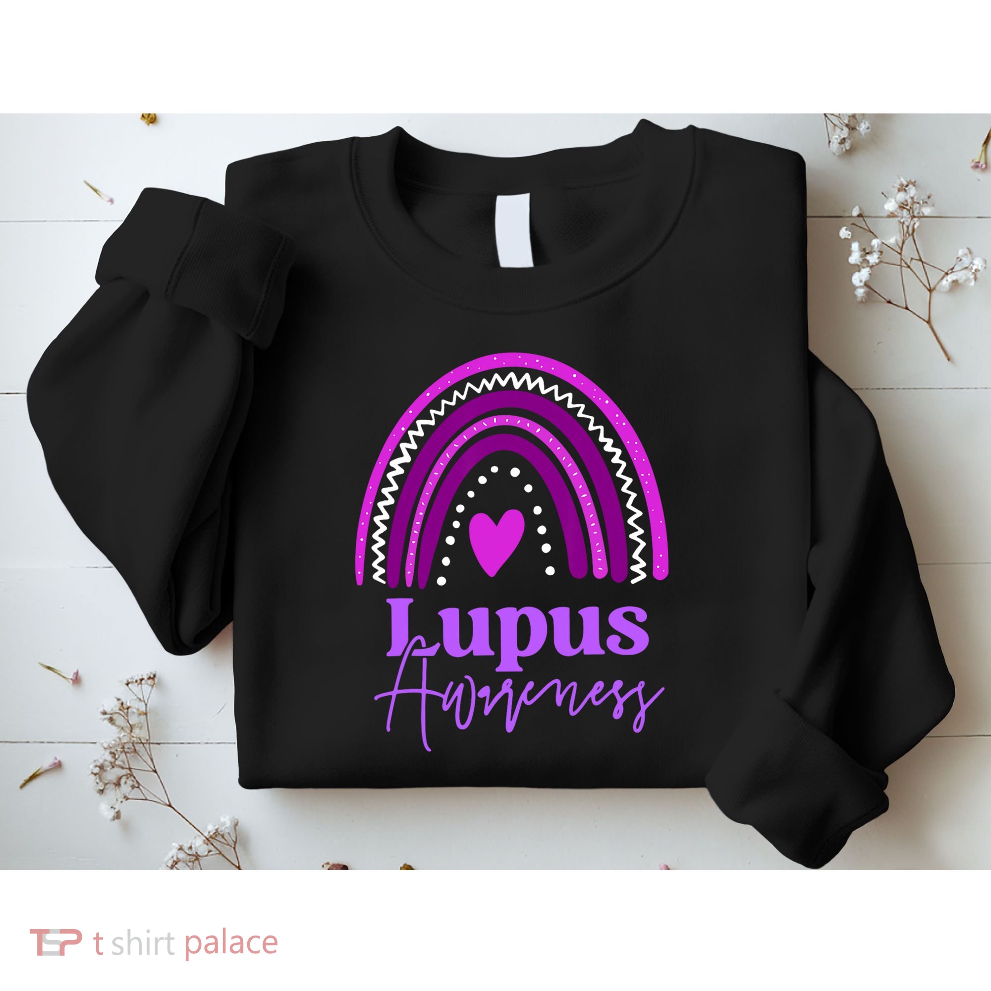 Lupus Awareness Month Purple Rainbow heart for wo Sweatshirt