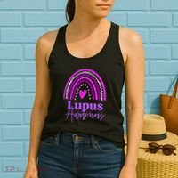 Lupus Awareness Month Purple Rainbow heart for wo Women's Tank Top thumb 2