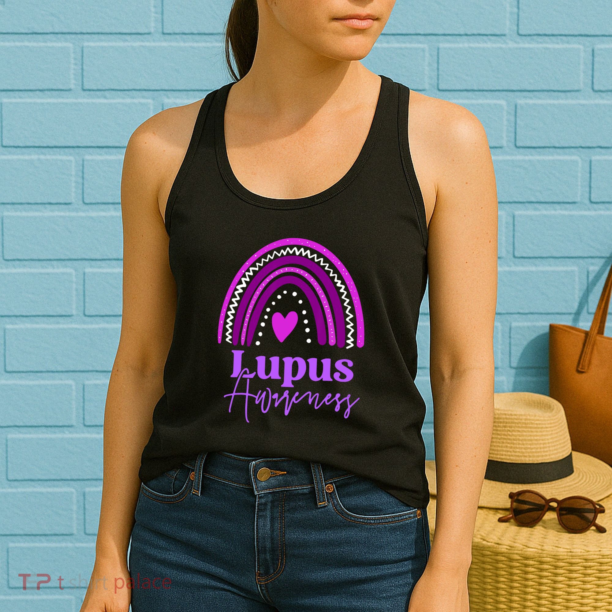 Lupus Awareness Month Purple Rainbow heart for wo Women's Tank Top