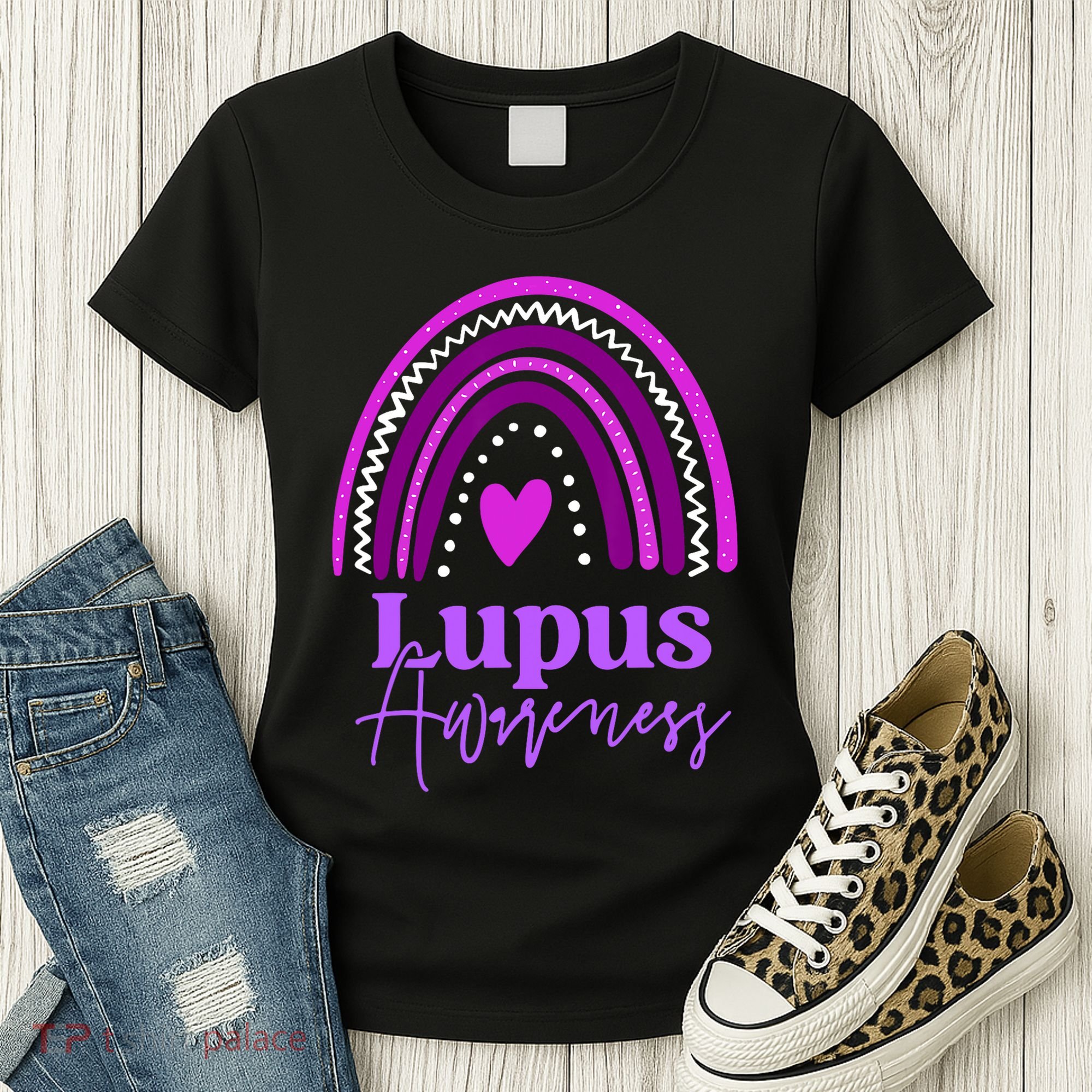 Lupus Awareness Month Purple Rainbow heart for wo Women's T-Shirt