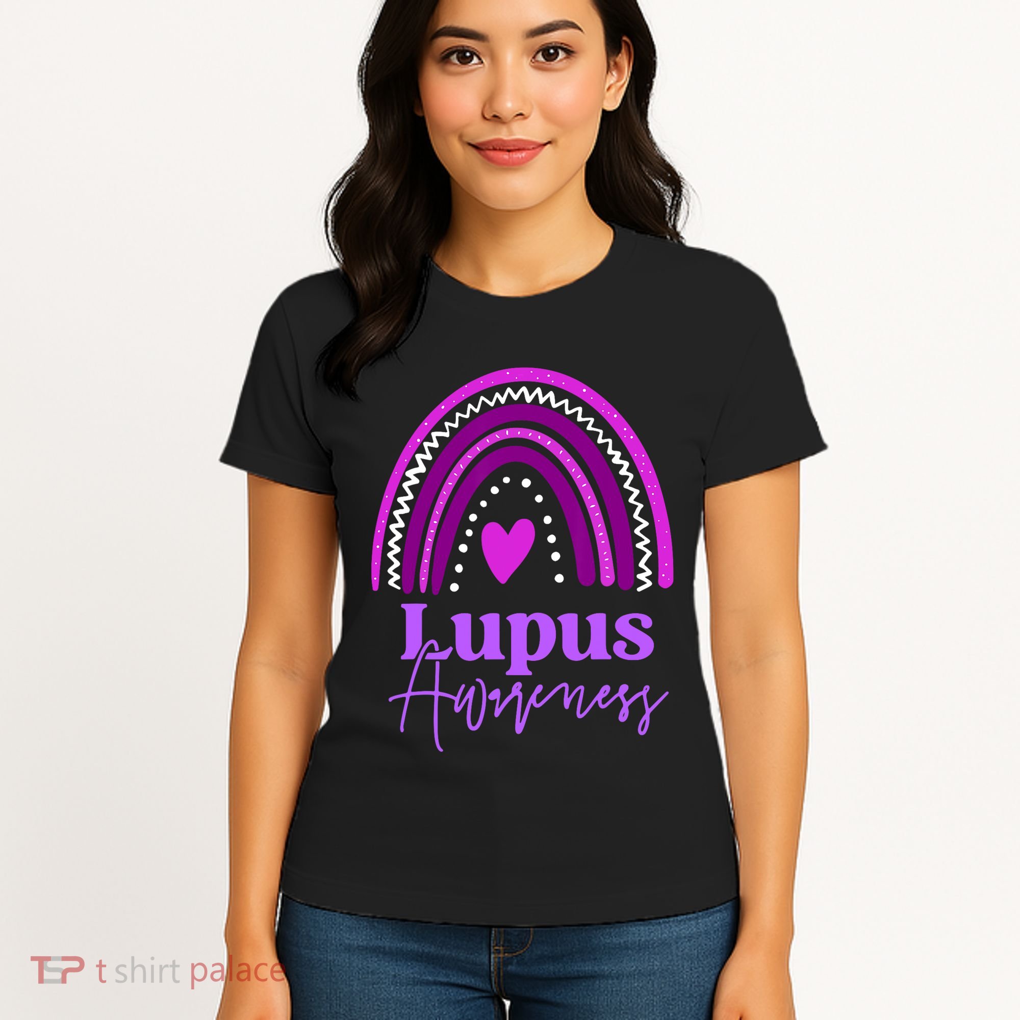Lupus Awareness Month Purple Rainbow heart for wo Women's T-Shirt