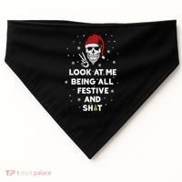 Look At Me Being All Festive And Shit Funny Santa Skeleton USA-Made Doggie Bandana thumb 0
