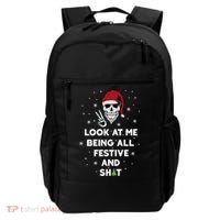 Look At Me Being All Festive And Shit Funny Santa Skeleton Backpack thumb 0