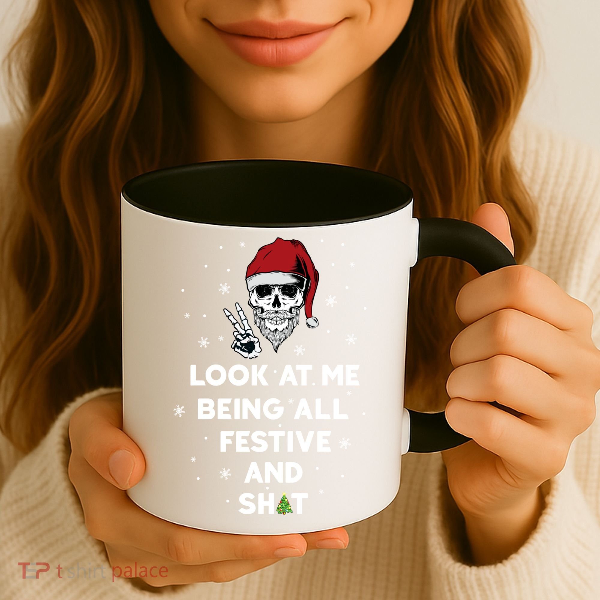 Look At Me Being All Festive And Shit Funny Santa Skeleton Coffee Mug