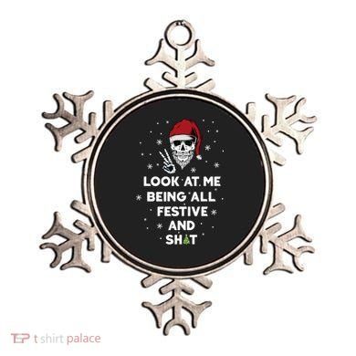Look At Me Being All Festive And Shit Funny Santa Skeleton Ornament