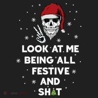 Look At Me Being All Festive And Shit Funny Santa Skeleton Golf Towel thumb 3