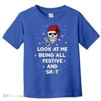 Look At Me Being All Festive And Shit Funny Santa Skeleton Toddler T-Shirt thumb 0