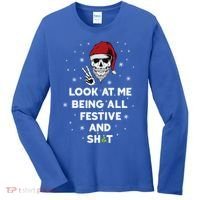 Look At Me Being All Festive And Shit Funny Santa Skeleton Women's Long Sleeve Shirt thumb 0