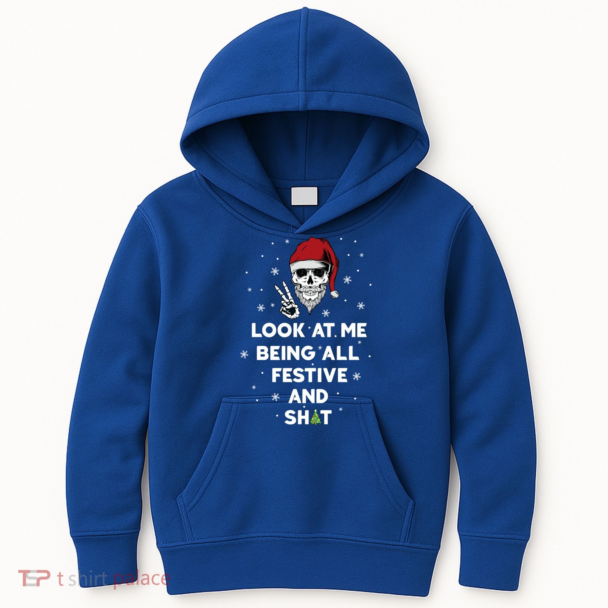 Look At Me Being All Festive And Shit Funny Santa Skeleton Kids Hoodie
