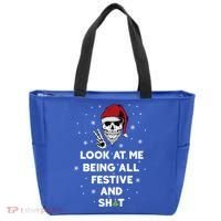 Look At Me Being All Festive And Shit Funny Santa Skeleton Tote Bag thumb 0