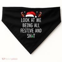Look At Me Being All Festive And Shit Christmas Tree  USA-Made Doggie Bandana thumb 0