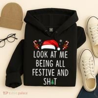 Look At Me Being All Festive And Shit Christmas Tree  Hoodie thumb 4