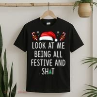 Look At Me Being All Festive And Shit Christmas Tree  T-Shirt thumb 2