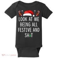 Look At Me Being All Festive And Shit Christmas Tree  Baby Bodysuit thumb 0