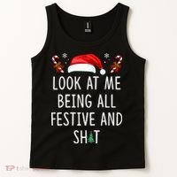 Look At Me Being All Festive And Shit Christmas Tree  Tank Top thumb 2