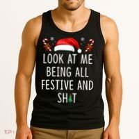 Look At Me Being All Festive And Shit Christmas Tree  Tank Top thumb 3