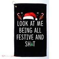 Look At Me Being All Festive And Shit Christmas Tree  Golf Towel thumb 0