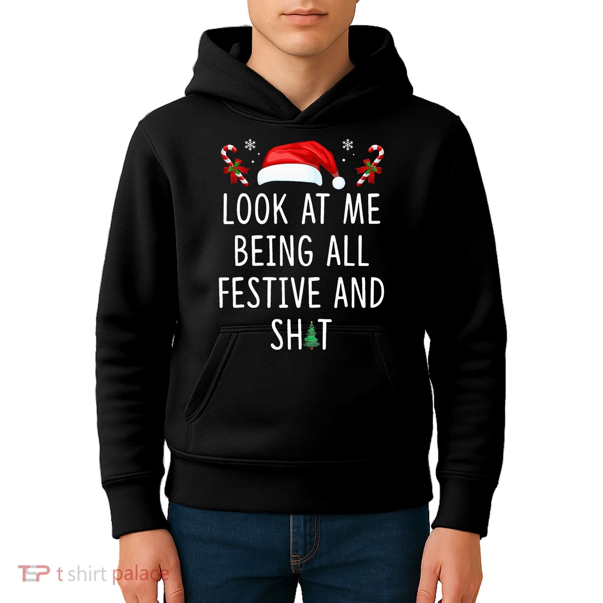 Look At Me Being All Festive And Shit Christmas Tree  Kids Hoodie