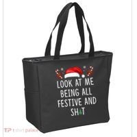 Look At Me Being All Festive And Shit Christmas Tree  Tote Bag thumb 2