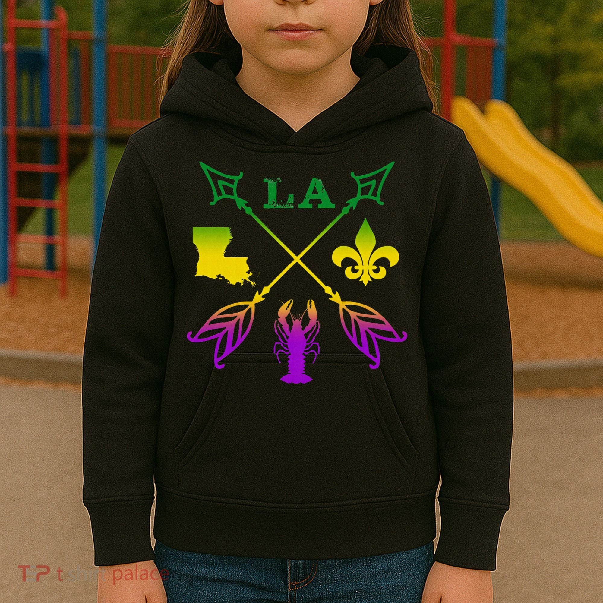Louisiana Arrow Mardi Gras LA Kids Hoodie