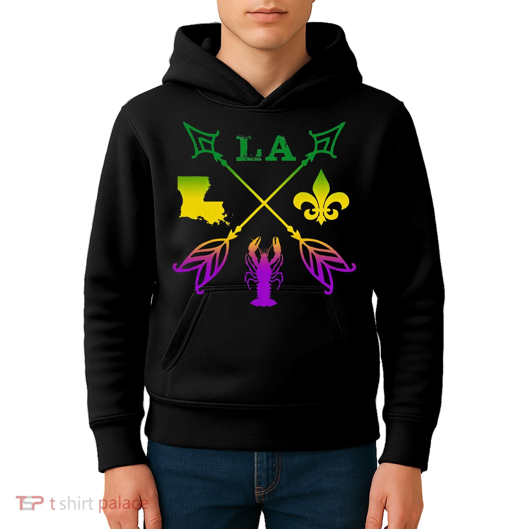 Louisiana Arrow Mardi Gras LA Kids Hoodie