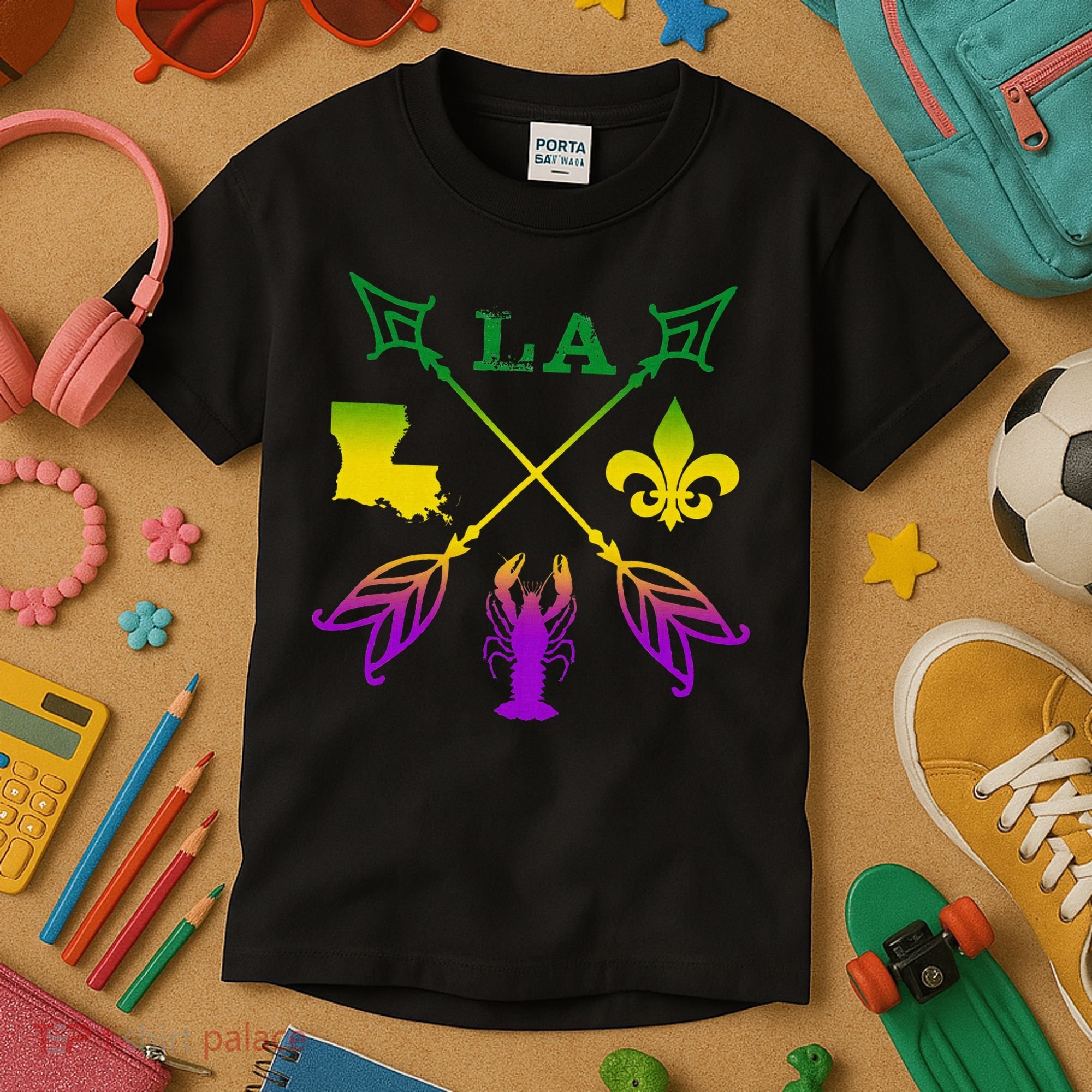 Louisiana Arrow Mardi Gras LA Kids T-Shirt