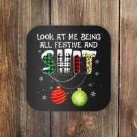 Look at Me Being All Festive Funny Christmas Saying Xmas Coaster thumb 0