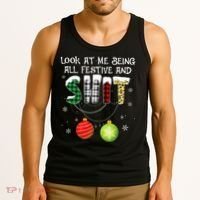 Look at Me Being All Festive Funny Christmas Saying Xmas Tank Top thumb 3