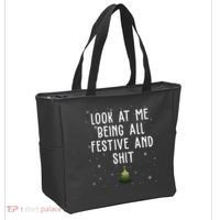 Look At Me Being All Festive And Shit Funny Christmas Tote Bag thumb 2