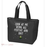 Look At Me Being All Festive And Shit Funny Christmas Tote Bag thumb 3
