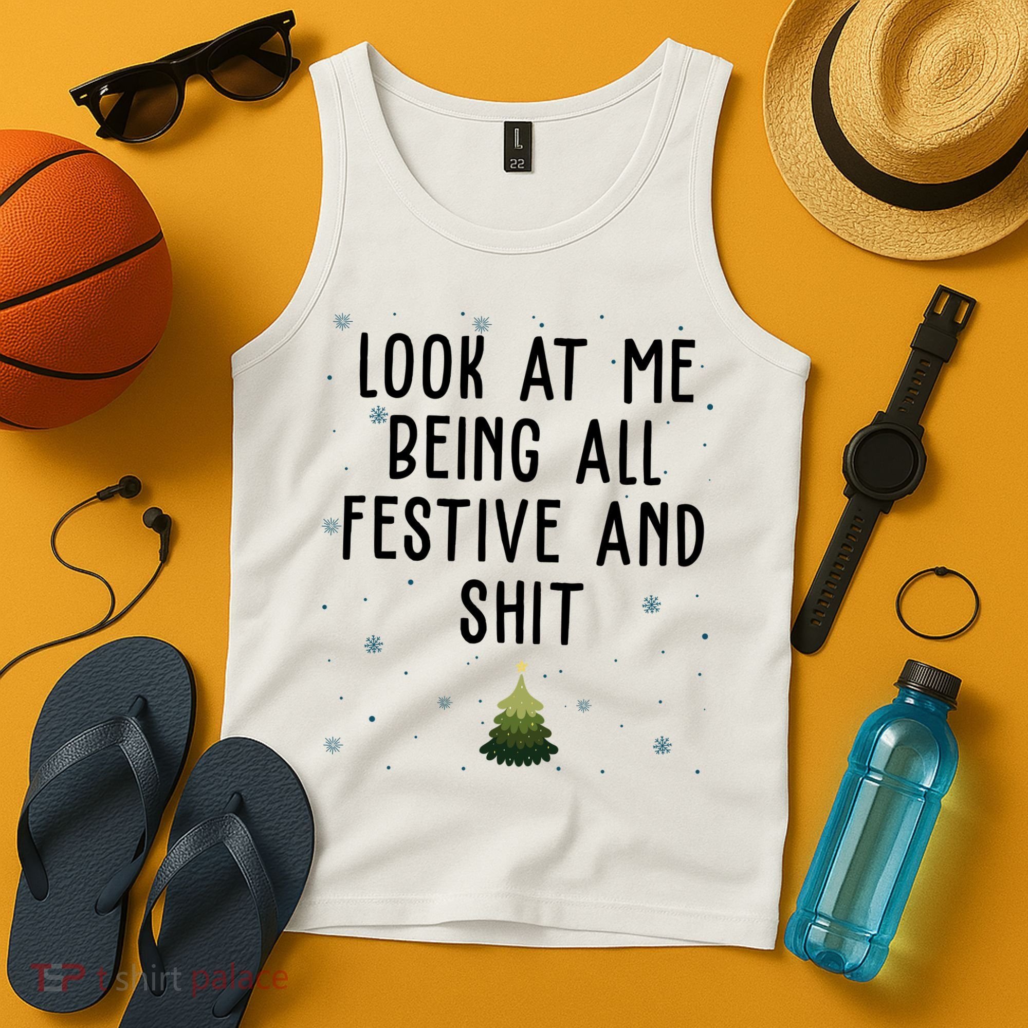 Look At Me Being All Festive And Shit Funny Christmas Tank Top