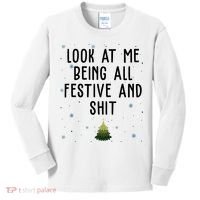 Look At Me Being All Festive And Shit Funny Christmas Kids Long Sleeve Shirt thumb 0
