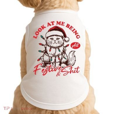 Look At Me Being All Festive Grumpy Cat Christmas Doggie Tank