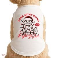 Look At Me Being All Festive Grumpy Cat Christmas Doggie Tank thumb 0