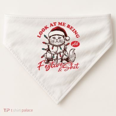 Look At Me Being All Festive Grumpy Cat Christmas USA-Made Doggie Bandana