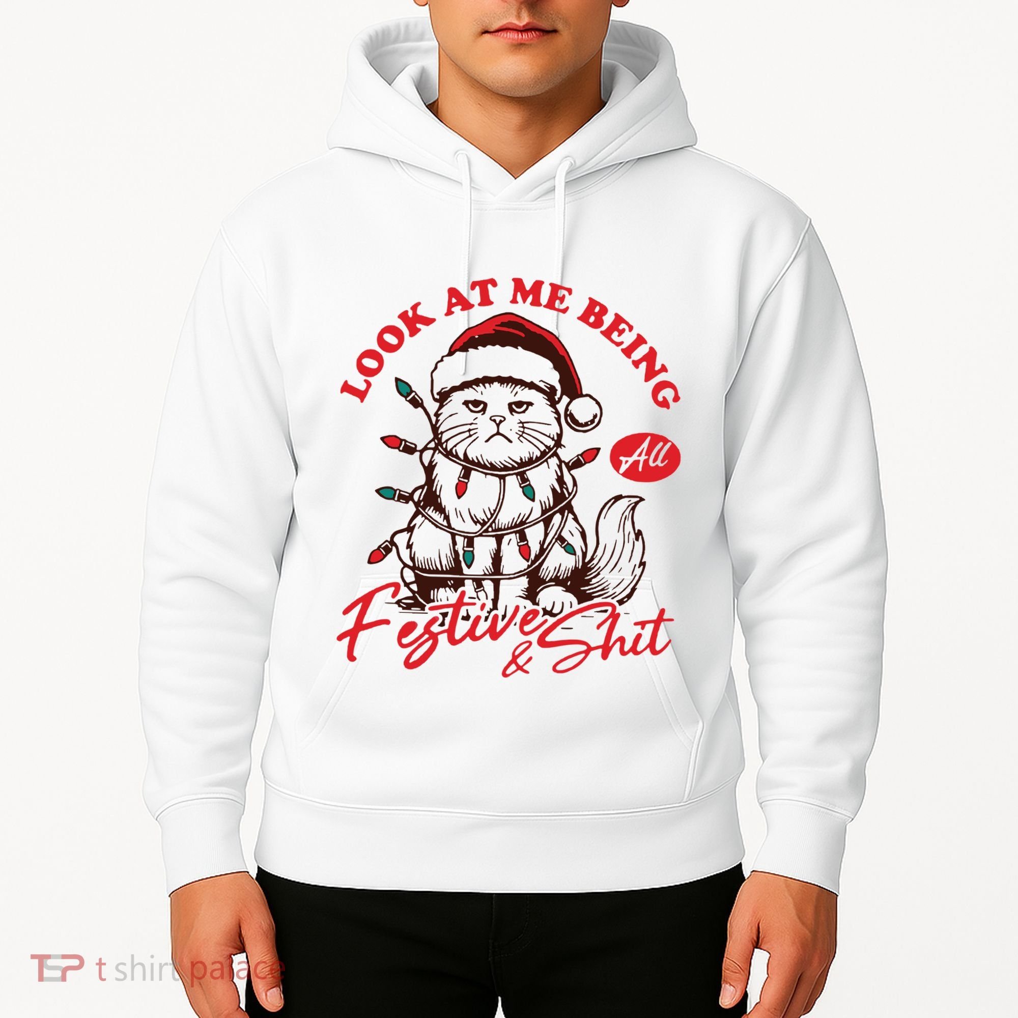 Look At Me Being All Festive Grumpy Cat Christmas Hoodie