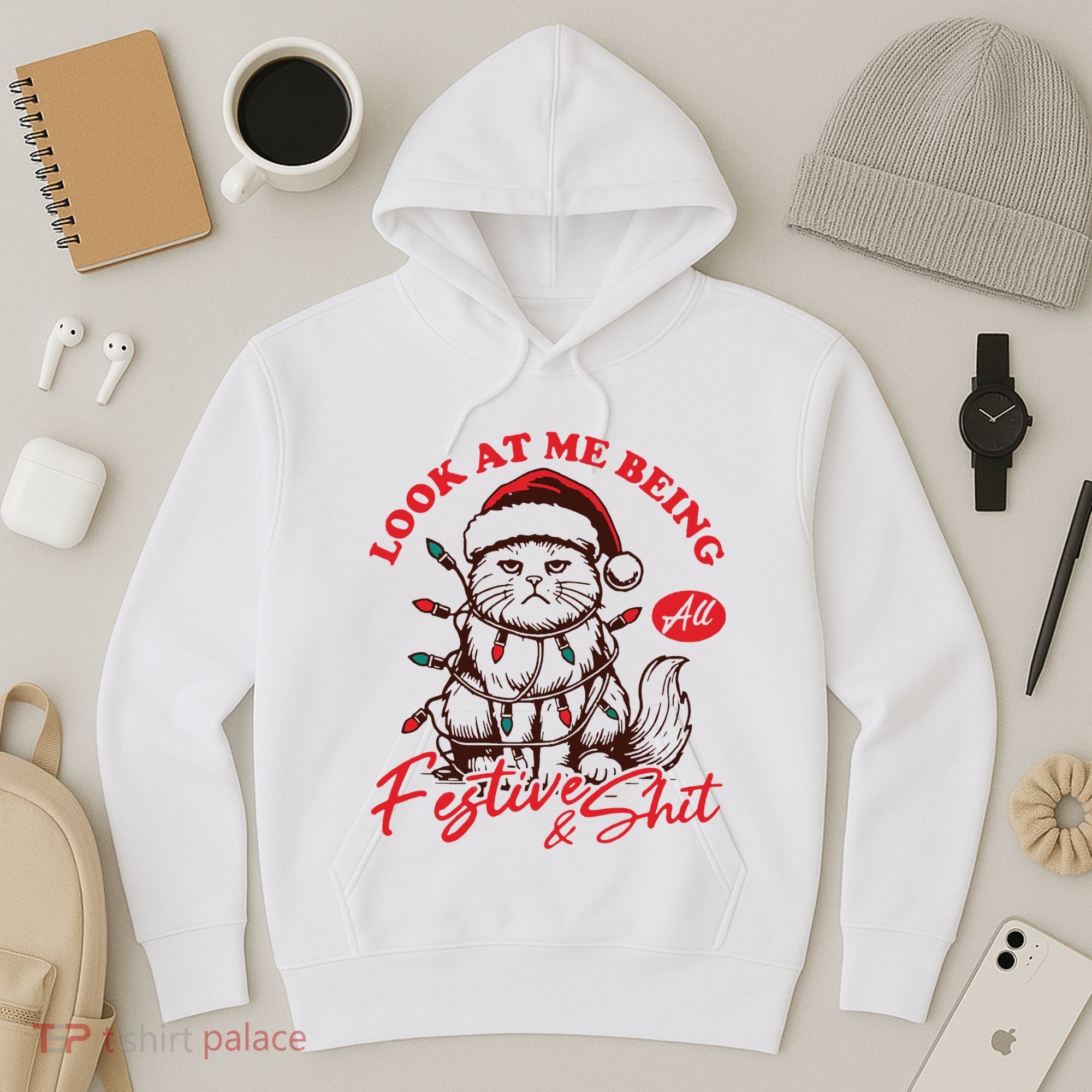 Look At Me Being All Festive Grumpy Cat Christmas Hoodie