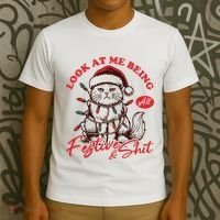 Look At Me Being All Festive Grumpy Cat Christmas T-Shirt thumb 3