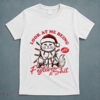 Look At Me Being All Festive Grumpy Cat Christmas T-Shirt thumb 5