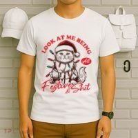 Look At Me Being All Festive Grumpy Cat Christmas T-Shirt thumb 6