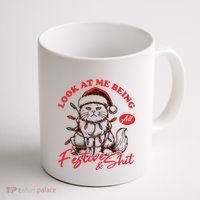 Look At Me Being All Festive Grumpy Cat Christmas Coffee Mug thumb 1