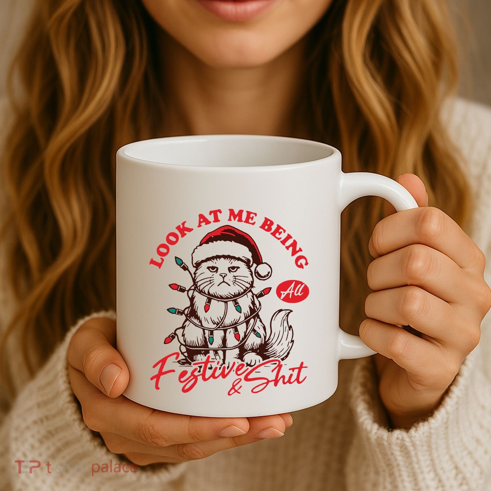 Look At Me Being All Festive Grumpy Cat Christmas Coffee Mug
