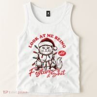 Look At Me Being All Festive Grumpy Cat Christmas Tank Top thumb 2