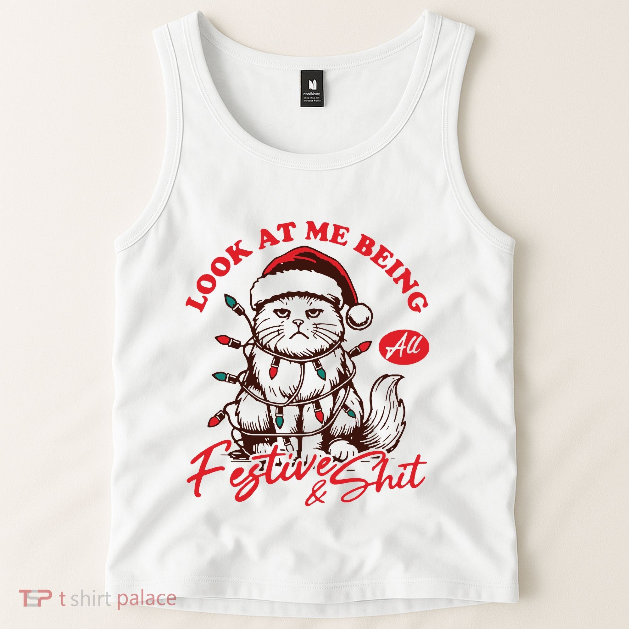 Look At Me Being All Festive Grumpy Cat Christmas Tank Top