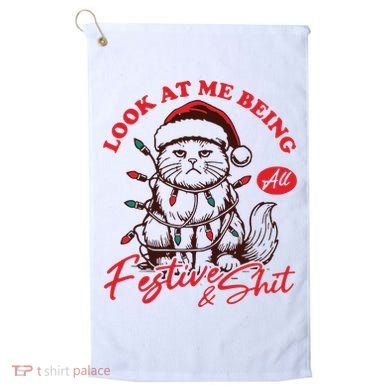 Look At Me Being All Festive Grumpy Cat Christmas Golf Towel